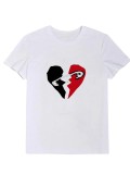 Ladies Casual Style Short Sleeve Top Heart Print T-Shirt