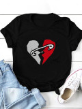 Ladies Casual Style Short Sleeve Top Heart Print T-Shirt