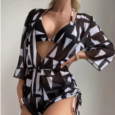 Three-Piece Swimsuit Women's Two Piece Cover Up Jumpsuit Sexy Swimwear