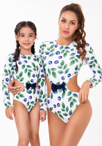 Female Parent-Child One-Piece Swimsuit Long-Sleeved Printed Sexy Swimwear