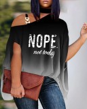 Plus Size Women's Summer Fashion Off Shoulder Sexy Casual Print T-Shirt