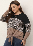 Plus Size Women's Loose Comfortable Leopard Print Long Sleeve Tops