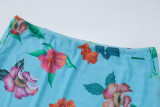 Women's summer mesh print v-neck camisole skirt two-piece set