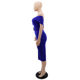 Chic Slit Slim Waist Mid Length Bodycon Gown Slim Women's Dress