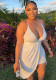 Women Sexy Deep V Neck Camisole Pleated Bodycon Dress