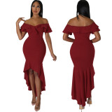 Women Sexy Solid Strapless Dress