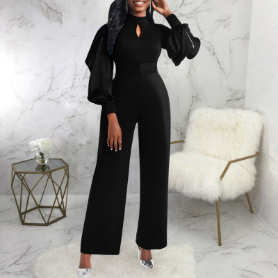 Women Sexy Solid Round Neck Jumpsuit