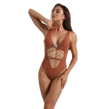 Women Sexy Crossover Solid Bikini One Piece Swimwear