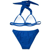Fashion Two-Piece Bikini Set Solid Color Women's Swimwear