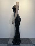 Women's Beaded Straps Mermaid Evening Gown Dress