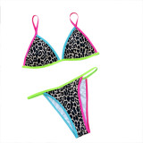 Bikini Swimsuit Women's Holidays Sexy Leopard Low Rise Push Up Two Pieces Swimsuit