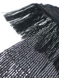 Sequin See-Through Mesh Patchwork Tassel Party Evening Dress