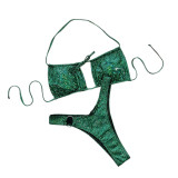 Swimsuit Solid Color Sexy Two Pieces Female Bikini Set