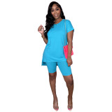 Solid Split Pocket Casual Two-Piece Shorts Set