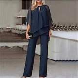 Women's Summer Fashion Casual Slim Fit Chic Career Two-Piece Pants Set