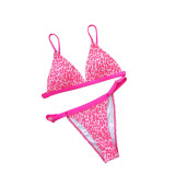 Sexy Pink Print Two Pieces Bikini Swimsuit