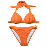 Fashion Two-Piece Bikini Set Solid Color Women's Swimwear