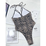 Swimsuit Leopard Print Sexy Halter Straps Swimsuit Triangle One Piece Swimwear For Women