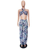 Women's Spring Summer Sexy Strapless Fashion Printed Two-Piece Pants Set