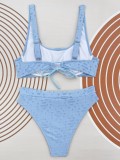 Sexy Bikini Solid Color Special Fabric Swimsuit