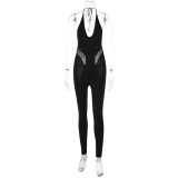 Women's Summer Fashion Sexy Cutout Low Back Slim Lace-Up Jumpsuit