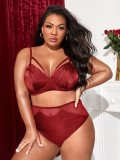 Plus Size Women Sexy Bra + High Waist Panty Lingerie Set