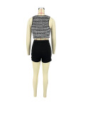Striped Shorts Tank Top Set Summer Sexy Casual Two-Piece Set for Women