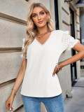 Fashion Spring Summer Women's Casual Puff Sleeve Short Sleeve Top