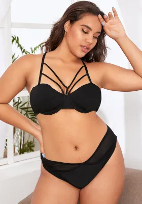 Plus Size Women Sexy Bra + Panty Lingerie Set