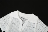 Summer women's fashion jacquard hollow-knit low-neck knitted high-waist slim dress