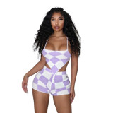 Summer Women Sexy Cutout Halter Neck Top and Shorts Two-Piece Set