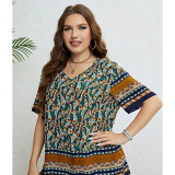 Women Summer Ethnic Style V-neck Loose Top