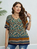 Women Summer Ethnic Style V-neck Loose Top