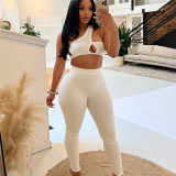 Summer Women Sexy Hollow Top and Pants Casual Two-piece Set