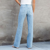 Summer Women's Denim Pants Fashion Slim Straight Light Blue Jeans
