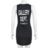 Women's Summer Sexy Letter Printed Sleeveless Casual Dress