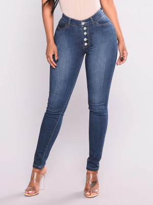 Spring Tight Fitting High Waist Stretch Denim Pants Women's Jeans