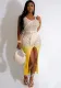 Women's Casual Gradient Knitting Hollow Sleeveless Slit Beach Dress