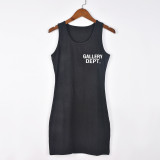 Women's Summer Sexy Letter Printed Sleeveless Casual Dress