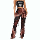 Ladies Summer Fashion Tie Dye Women's Pants High Waist Slim Pants