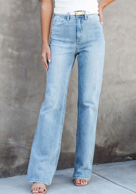 Summer Women's Denim Pants Fashion Slim Straight Light Blue Jeans