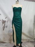 Spring Summer Women's Strapless Sleeveless Gown Slim Midi Dress