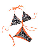 Two Pieces Bikini Women's Sexy Swimsuit Leopard Print Swimwear