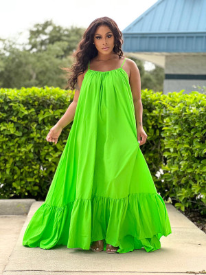 Women's Fashion Casual Solid Color Loose Maxi Dress