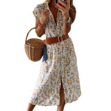 Women's Summer Fashion Stand Collar Loose Sleeveless Printed Maxi Dress