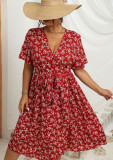 Summer Plus Size Women's Red Floral Dress