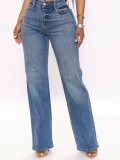 Women's Street Loose Wide Leg Stretch Denim Trousers