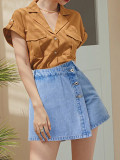 Street Fashion Slit Women's Denim Short Skirt