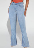 Solid Tight Fitting Denim Bootcut Trousers