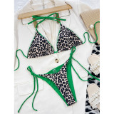 Two Pieces Bikini Women's Sexy Swimsuit Leopard Print Swimwear